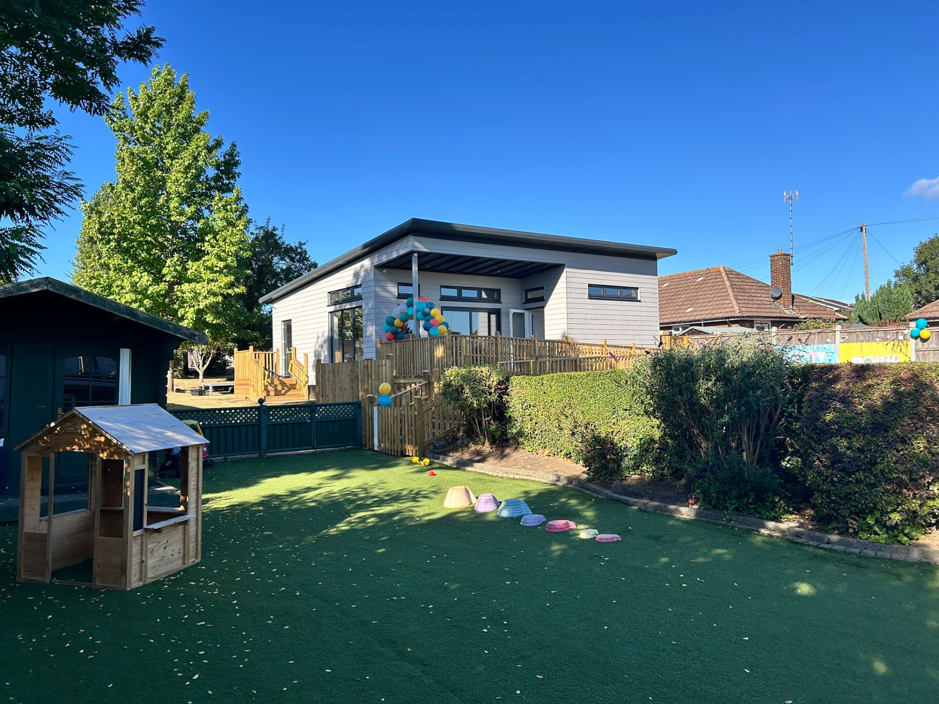 Completed modular nursery building and garden
